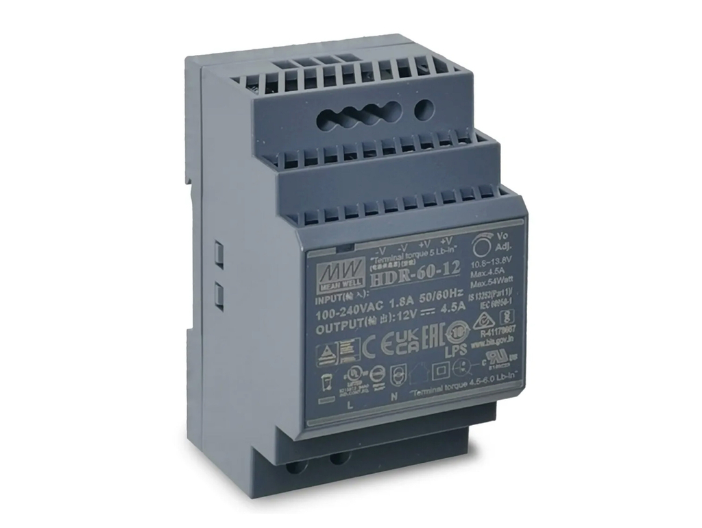 5/NT60 er 12 Volt strømforsyning til alle e²-modellene, eGO og RA15-60 og benyttes sammen med Universalstyring 5/UNI. Strømforsyningen kan monteres på DIN-skinne i sikringsskap  med tilknytning til nettspenning, og svakstrøm videreføring til styring og ventilatorer.